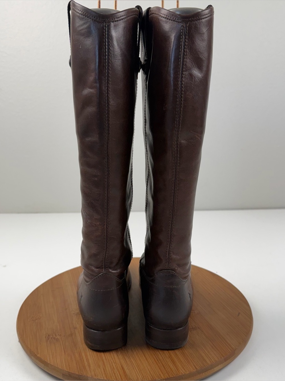 Frye Melissa Button Tall Brown Leather Riding Boots - Picture 4 of 9